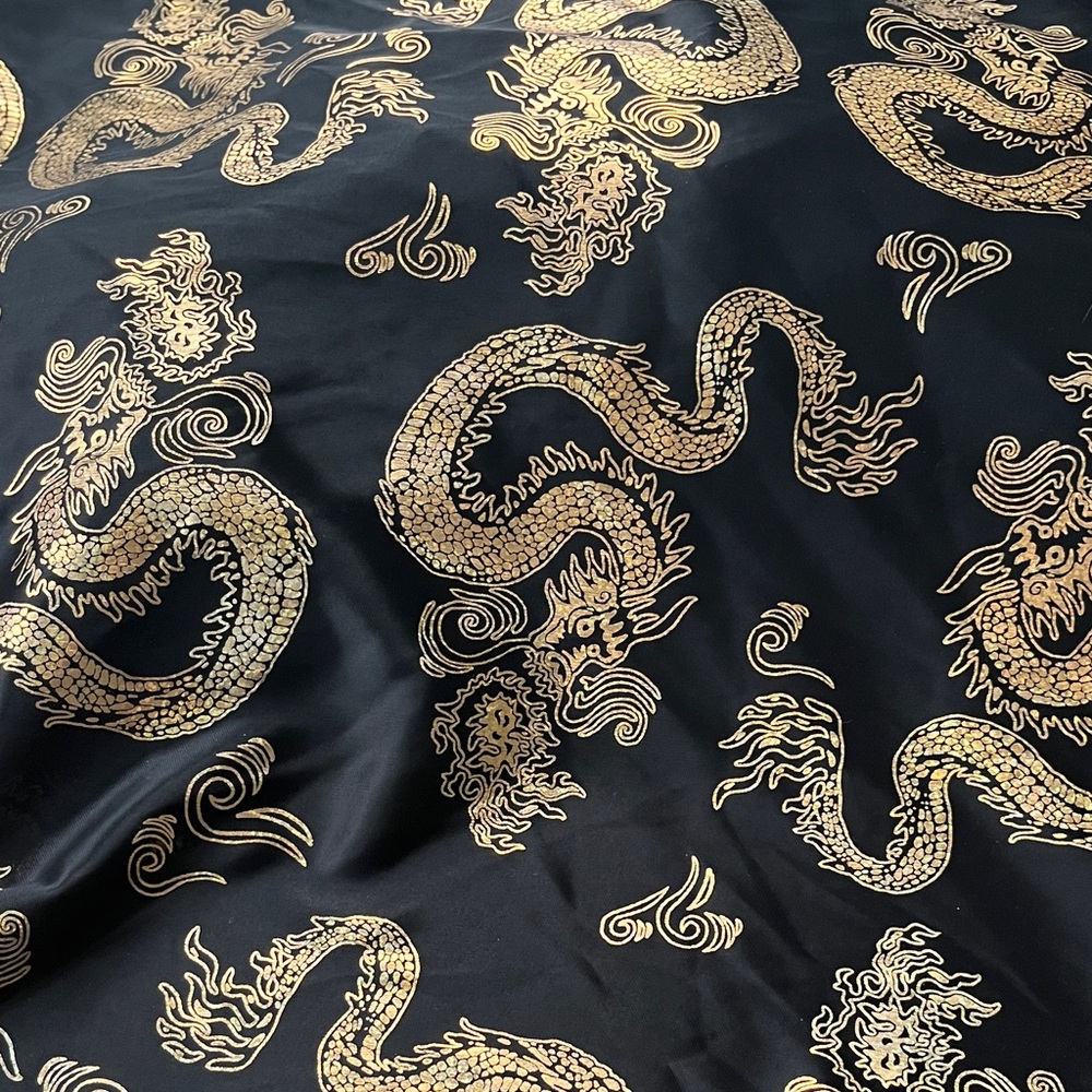 Black and Gold Dragon Print Fabric